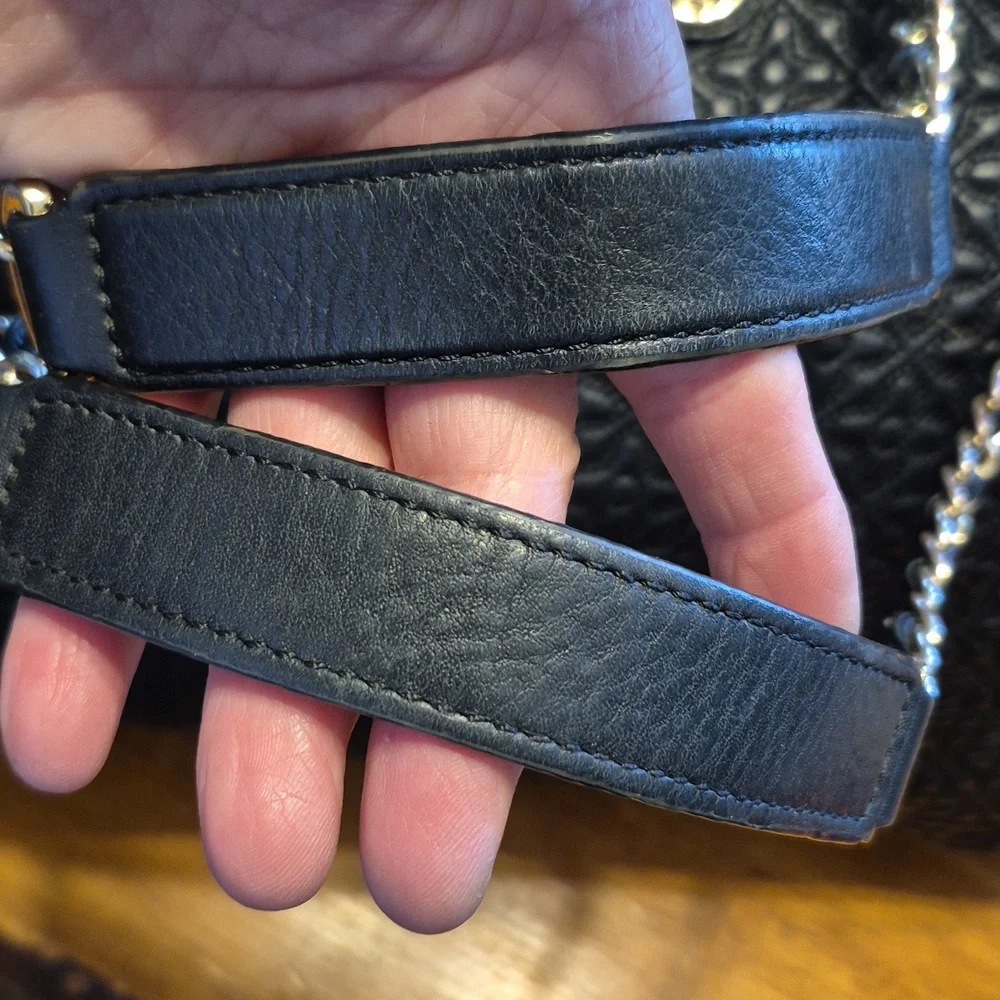 Tory Burch Black Quilted Leather Chain-Handle Crossbody Tote
